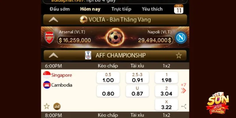 Sảnh cược thể thao tại SUN WIN có giao diện trực quan, cung cấp đa dạng kèo cược