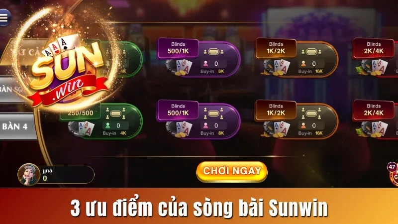 3 ưu điểm của sòng bài Sunwin 