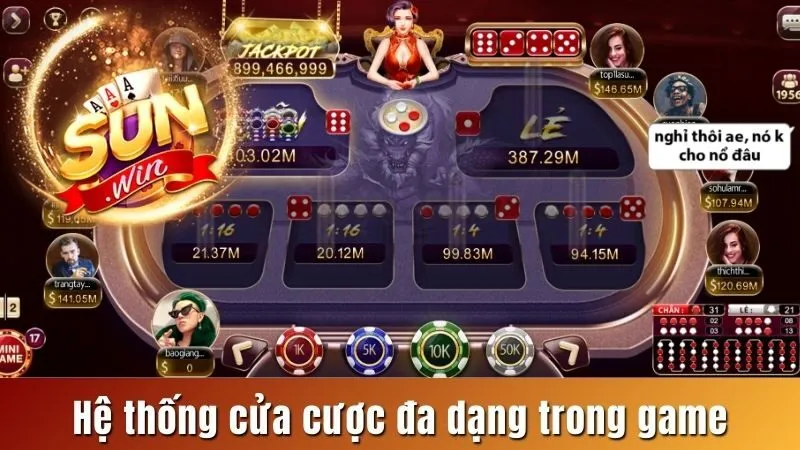 Các cửa cược hấp dẫn, đa dạng trong game